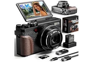 G-ANICA Appareil Photo numérique, Appareils Photo 64MP pour la Photographie, Appareil Photo de vlogging 5K pour Youtube, Compact à écran pivotant de 180° avec Zoom 18x pour débutants avec Carte Carte 64gb