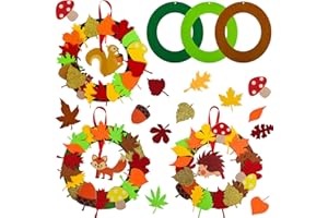 LIVESTN Herbst Kränze Bastelset, 3 Stück Herbst Basteln für Kinder Herbst Basteln Kinder Set Kreativsets und Bastelbedarf Herbstzeit ​Dekokranz Für Herbst Thanksgiving Handwerk Präsentiert (A)