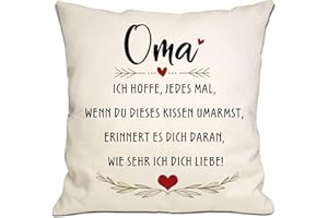 Bommex Oma ich hoffe, jedes Mal, wenn Sie Dieses Kissen umarmen, erinnert es Sie daran, wie sehr ich Sie Liebe Kissenbezug für Oma Erinnerung Geschenk Geburtstag Geschenk Muttertag (Oma)