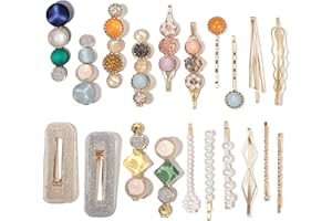 Mehayi, 20 fermagli per capelli in resina acrilica e perle, forcine per capelli in coccodrillo marmo, forcine con cristalli glitterati, accessori per capelli dorati, regalo per donne e ragazze