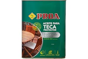 Aceite para Teca. PROA. Protección y nutrición para la madera. Renueva tus muebles de jardín. Transparente. 4 L, El embalaje puede variar