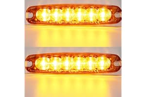 AGRISHOP 2pc Lampe Stroboscopique Led 12v24v Voiture Moto,6leds Ambre Avertissement Barre Lumineuse Danger Balise Clignotant Lumières de Sécurité Auto Flashing Lamp pour Véhicule Tracteur Gril Camion