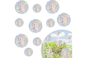 BIVOFU 10 PCS Redondo Pegatinas Anticolisión para Ventanas,Pegatinas de Ventana Anticolisión, Efecto Arcoíris, Diámetros de 14,5cm 5pcs y 10cm 5pcs, Ideales para Hogar y Oficina, Protección y Decoración