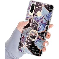 Uposao Kompatibel mit Huawei P30 Lite Hülle Silikon Glitzer Bling Marmor Handyhülle 360 Grad Ring Ständer Halter Diamant…
