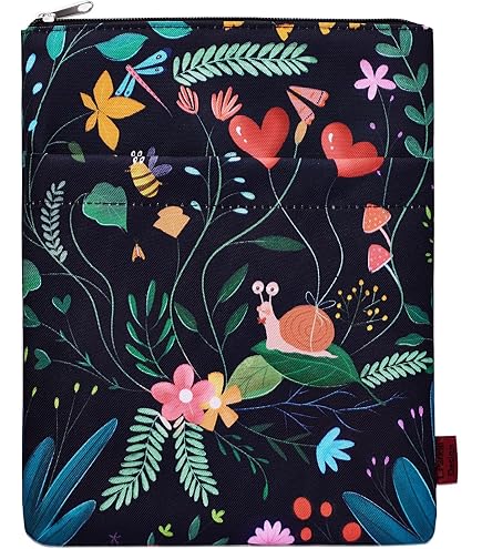 White Daisy Embroidered Book Sleeve - Padded Canvas Cover With Zipper & Front Pocket For Paperbacks & E-Readers