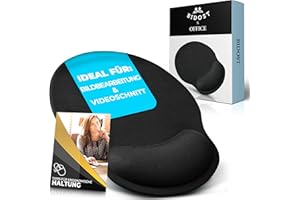 BIDOST Ergonomiczna podkładka pod mysz z poduszką żelową i podkładką pod nadgarstek, komfortowa podkładka pod mysz, podkładka pod nadgarstek, czarna