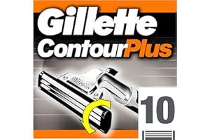 Gillette 100710085 Męskie Ostrza do Golenia Contour Plus, 10 Sztuk, Srebrny