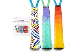 GET A GRIP - Custom Tennis Racket Grip Tape - Anti-Slip/Quick-Drying Tennis Overgrips - Precut Badminton Racket Grip with Finishing Tape - Squash Racket Grip Tapes