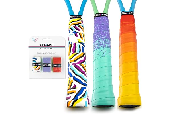 GET A GRIP - Surgrip Customisé pour Raquettes de Tennis - Overgrip de Tennis Antidérapant/Séchage Rapide, Ruban Grip pour Raquette de Padel, Badminton (Big Hitter Pack, 3 Grips (15% Discount))