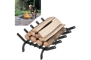 XINZI Griglia per Camino, Legna da Ardere, Colore Nero - Mensola in Legno per Camini Interni ed Esterni, Campeggio - 41 x 31 x 11 cm