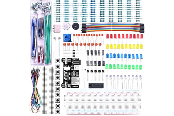 ELEGOO Kit Électronique Mis à Jour avec Module d'alimentation, Câbles Jumpers, Potentiomètre de précision, Plaque de Test 830 Points pour Mega Nano et STM32