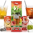INSPIRE FOOD Bubble Tea Kit - Green Apple Boba 100g, Strawberry& Mango Syrup 30ml, 4 Straws + 2 Jasmine Tea Bags | Vegan, Gluten-Free, No Artificial Colors