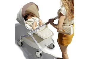 Hot Mom leichter Kinderwagen, breite Sitze, verstellbare Rückenlehne, große stoßdämpfende Räder, Magnesiumrahmen, Fahrtrichtung in Sekunden wechselbar, Modell F39 (White Brown)