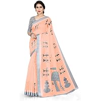 SOURBH Women's Cotton Saree With Unstitched Blouse Piece