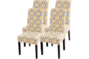 JuneJour Dining Chair Covers Set of 4 Stretch Removable Washable Kitchen Chair Slipcovers Elastic Spandex Fabric Chair Seat Protector Covers for Dining Room Living Room Hotel Ceremony
