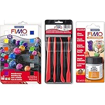 Staedtler FIMO SOFT Colour Pack 12x25g 12 kleuren gereedschapsset glanslak voor conserveren en verfraaien (starterset Staedtler FIMO SOFT Colour Pack 12x25g 12 kleuren gereedschapsset glanslak voor conserveren en verfraaien (starterset