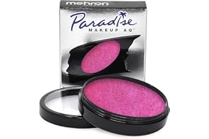 ‎MEHRON Mehron Paradise Make-up AQ Pro Size | Perfekt für Bühnen- und Bildschirmvorführungen, Spezialeffekte, Cosplay und Halloween | Wasseraktiviertes Gesichts- und Körperfarben 40 g Metallic Fuchsia