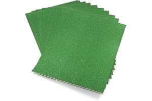 SIXSTORE Glitzer-Papier, A4, 250 g/m², Glitzer-Karton, gemischte Farben, Glitzerkarton, A4, Glitzerkarton, Bastelkarte für Bastelarbeiten, Dekoration, Grün, 10 Stück