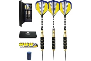 ‎HEINSA heinsa Dartpfeile mit Metallspitze, 20g Steeldarts mit Aluminium Schäften, 3D Flights, O-Ringe und Dart Sharpener