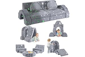 ‎LISCHWERT Lischwert Kindersofa, 10pcs Spielsofa für Kinder Schaumstoff Bausteine, Modulares Kindersofa Weicher Kindermöbel Couch für Jungen und Mädchen Entwicklung Intelligenz（leuchtende Sterne）