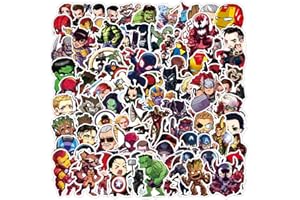 BRIC DODO Lot de 100 Autocollants Superhéros Avengers pour Bouteille d'eau, Ordinateur Portable, téléphone, Guitare, Skateboard, Ordinateur, Super héros en Vinyle, étanche, esthétique, Enfants, Adultes.