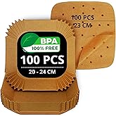200/220 peças de papel de fritadeira de ar de 20 a 24 cm BPA Free | acessórios Air Fryer em formato quadrado e plano, compatí