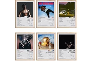 OMLE Travis Scott Signed Limited Poster Set of 6 - Album Cover Prints Canvas Wall Art for Room Aesthetic - Music Classroom Bedroom Wall Decor - Unframed 8x12 inch