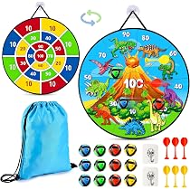 Cible Fléchettes Enfants DBREAKS Avec Panier Basket - Jeu Double Face 37cm, Intérieur/Extérieur