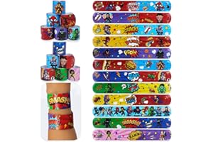 Gxhong Superhero Schiaffo Braccialetti per Bambini, Supereroe Scatto Bracciali Slap Braccialetti Bracciali a Scatto Bracelets Gadget Braccialetti per bambini, 12 pcs