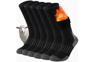 Cirorld Mens Merino Wool Thermal Hiking Socks, Full Cushioned Thick Warm Winter Crew Walking Socks Men Women for Work Outdoor Sports Running Boot 3 Pairs
