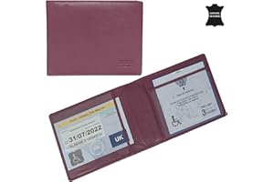 RHB Genuine Leather Disabled Blue Badge Holder with Timer Wallet – Secured Disability Parking Permit Cover with Hologram Protection (Timer not Included) (Carmine Pink Pebble Grain)