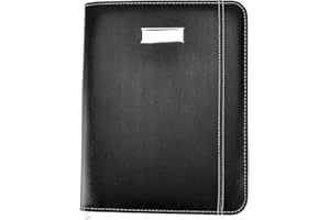 Arpan similicuir noir pourDossier de Conférence zippé de taille A5 avec double bloc-notes A5, Calculatrice, stylo, cartes- parfait pour des réunions, des conférences (noir)