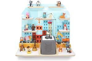 stadtecken Étagère pour boîte à musique pour enfant I Motif chantier I Convient pour la Toniebox et environ 50 Tonies I Jeu audio I Idée cadeau I Jouer I Collecte I À poser ou à suspendre