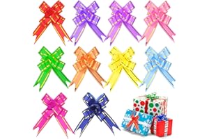Realjoy 100Pcs Pull Bows for Gift Wrapping 10 Colors Gift Bows Ribbon Bows for Presents Pull Bow for Crafts Christmas Wedding Birthday Party