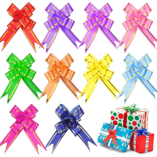 10PCS Pull Bows For Gift Wrapping 6inch Christmas Bows With Ribbon...