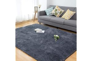 ‎CHOSHOME CHOSHOME Teppich Wohnzimmer 120x180CM Schlafzimmer Flauschiger Hochflor Groß Super Weich Shaggy Anti-Rutsch Unterseite Moderner Läufer Teppich Grau