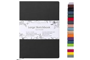 ‎BEECHMORE BOOKS Beechmore Books Skizzenbuch - A4, Schwarz I Kunst Sketchbook aus veganem Leder, Hardcover, Zeichnen, Skizzieren, dickes Papier 160gsm, linierter Zeichenblock mit Geschenkbox, für Männer & Frauen
