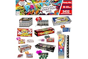 h2i Knaller Knatter Premium Mix | 3432 pezzi | 8 tipi ordinati a mano | Divertimento per le feste di grandi e piccini | Per Capodanno, Halloween e feste | Fuochi d'artificio per bambini e giovani |