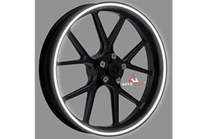 Autodomy Set Completo per 2 Ruota Adesivi Cerchi Moto 10 mm 15-19 Pollici | Riflettente Adesivi x Cerchi Moto Resistente a Pioggia e Raggi UV | Strisce Adesive per Auto e Scooter Bianco