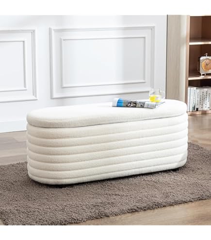 Sgabello Multifunzione In Velluto Rigato | Panca Portaoggetti Per Ingresso E Camera - Foto 5