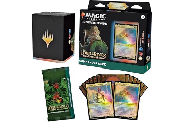 Magic: The Gathering The Lord of The Rings: Tales of Middle-Earth Commander Deck - Riders of Rohan (100-Card Deck, 2-Card Collector Booster Sample Pack + Accessories) (Version Anglaise)