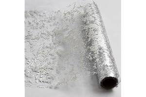 UNIQUE CORN 2 x Silver Table Runner 275cm, 28cm Width Hollow Metallic Glitter Sequin Polyester & foil Table Runner For Table Decoration Party Wedding Christmas Birthday Table Decor