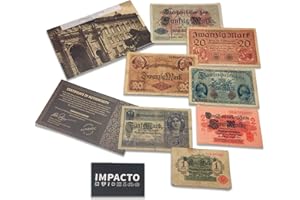 IMPACTO COLECCIONABLES Colección del Imperio Alemán de la Primera Guerra Mundial - 7 Billetes emitidos de 1914 a 1918. Incluye Certificado de autenticidad