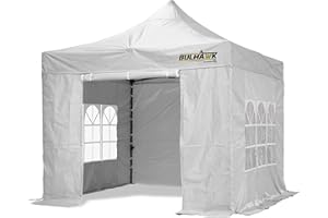Bulhawk® 3x3m COMMERCIAL GRADE WATERPROOF HEAVY DUTY POP UP GAZEBO MARKET STALL MARQUEE INCLUDES SIDEWALLS (White (Including walls))