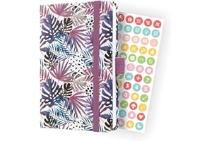 SIGEL J4354 Jolie Agenda semainier 2024, Violet Jungle Fever, 9,5 x 15 cm, couverture rigide, 174 pages, pourpre, baie, bleu