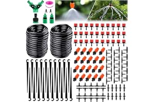 LiRiQi 149 PCS Kit d'irrigation Goutte, 30M Système Micro Irrigation avec Buse Arroseur Pulvérisateur Ajustable et Dripper Automatique pour Arrosage Jardin, Terrasse, Pelouse, Paysage, Serre, Potager