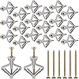 Huiguli 100 Pcs Plasterboard Rawl Plugs (50 Wall & 50 Screws), Heavy Duty Fixings, Sturdy with Cold-Rolled Steel Screws, Hollow TV Bracket 36 x 13mm