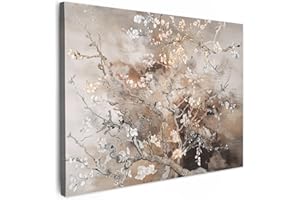 MuchoWow© Canvas Wall Art Work 28"x20" / 70x50 cm House Decoration for Living Room Home Decor Pictures Walls Almond Blossom - Art - Van Gogh - Beige - Abstract