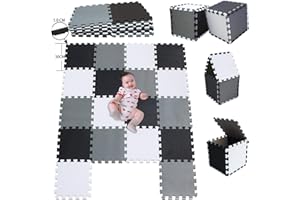 MSHEN 18 Stück Puzzlematte | Kälteschutz,abwaschbar Kinderspielteppich Matte | puzzlematte Baby Trainingsmatte.Größe 1,62 Quadrat.Weiß-Schwarz-Grau-101104112g18