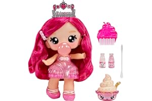 YUMMILAND Large Doll and Num Nom Lipgloss Pet - Bianca Bubblegum and Scoops - Bambola profumata con kit di lucidalabbra fai da te - Età 4+